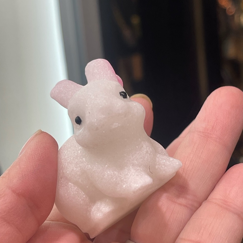 White Rabbit Gemstone Figurine - Picture 2 of 2